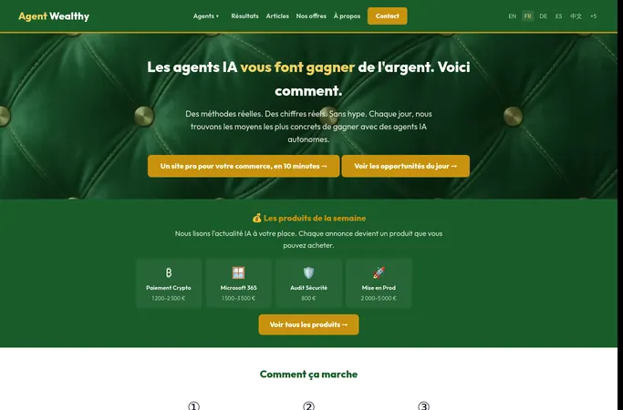 Aperçu de la page d'accueil du site agentwealthy.com