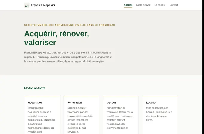 Aperçu de la page d'accueil du site french-escape.fr