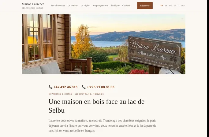 Aperçu de la page d'accueil du site maisonlaurence.no
