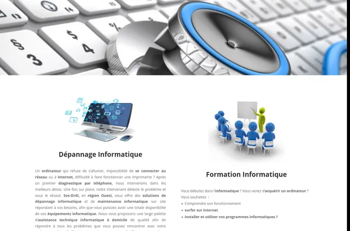Aperçu de la page d'accueil du site sos-ordi.fr